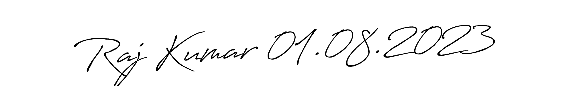 The best way (Antro_Vectra_Bolder) to make a short signature is to pick only two or three words in your name. The name Raj Kumar 01.08.2023 include a total of six letters. For converting this name. Raj Kumar 01.08.2023 signature style 7 images and pictures png