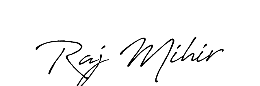 Use a signature maker to create a handwritten signature online. With this signature software, you can design (Antro_Vectra_Bolder) your own signature for name Raj Mihir. Raj Mihir signature style 7 images and pictures png