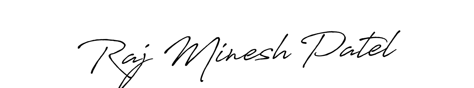 You should practise on your own different ways (Antro_Vectra_Bolder) to write your name (Raj Minesh Patel) in signature. don't let someone else do it for you. Raj Minesh Patel signature style 7 images and pictures png