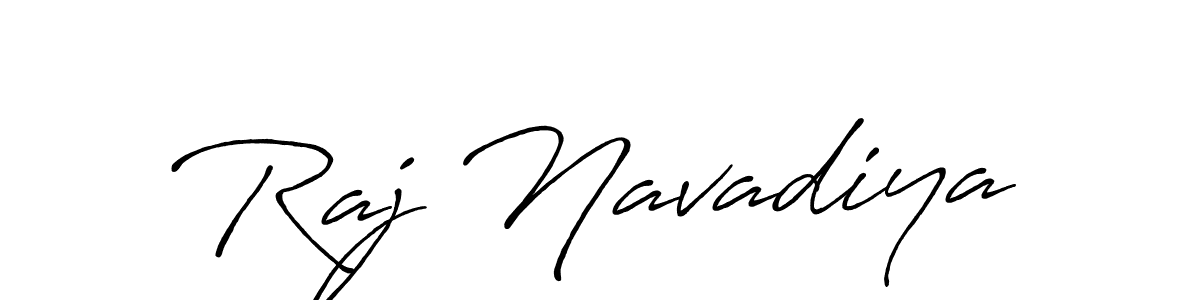 How to make Raj Navadiya name signature. Use Antro_Vectra_Bolder style for creating short signs online. This is the latest handwritten sign. Raj Navadiya signature style 7 images and pictures png