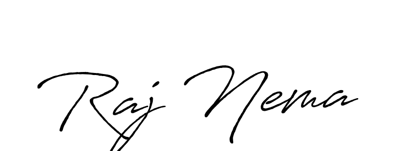 Use a signature maker to create a handwritten signature online. With this signature software, you can design (Antro_Vectra_Bolder) your own signature for name Raj Nema. Raj Nema signature style 7 images and pictures png