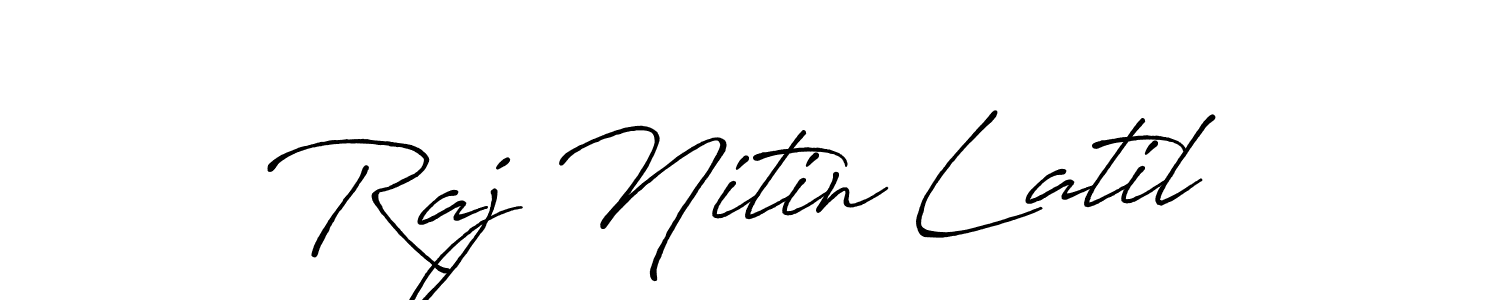 Raj Nitin Latil stylish signature style. Best Handwritten Sign (Antro_Vectra_Bolder) for my name. Handwritten Signature Collection Ideas for my name Raj Nitin Latil. Raj Nitin Latil signature style 7 images and pictures png