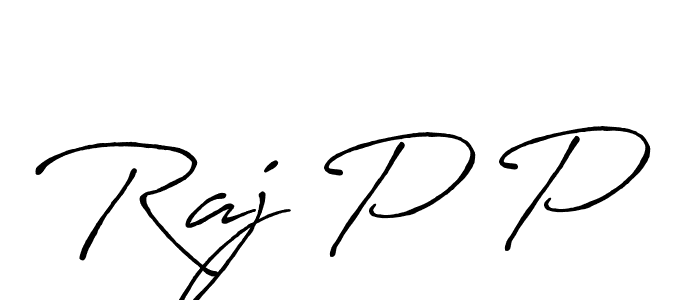 How to make Raj P P name signature. Use Antro_Vectra_Bolder style for creating short signs online. This is the latest handwritten sign. Raj P P signature style 7 images and pictures png