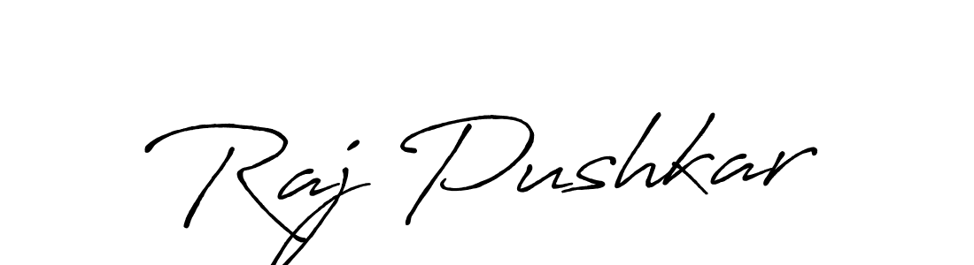 Use a signature maker to create a handwritten signature online. With this signature software, you can design (Antro_Vectra_Bolder) your own signature for name Raj Pushkar. Raj Pushkar signature style 7 images and pictures png