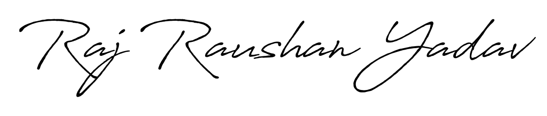 Stand out with a creative autograph for Raj Raushan Yadav. The Antro_Vectra_Bolder styling blends modern aesthetics with classic signature flourishes. Raj Raushan Yadav signature style 7 images and pictures png