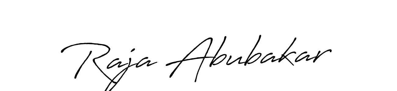 Use a signature maker to create a handwritten signature online. With this signature software, you can design (Antro_Vectra_Bolder) your own signature for name Raja Abubakar. Raja Abubakar signature style 7 images and pictures png