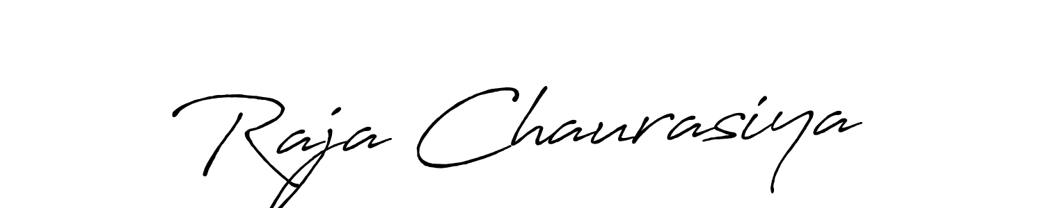 Create a beautiful signature design for name Raja Chaurasiya. With this signature (Antro_Vectra_Bolder) fonts, you can make a handwritten signature for free. Raja Chaurasiya signature style 7 images and pictures png