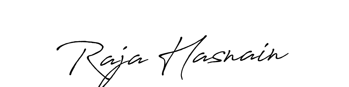 Make a beautiful signature design for name Raja Hasnain. With this signature (Antro_Vectra_Bolder) style, you can create a handwritten signature for free. Raja Hasnain signature style 7 images and pictures png