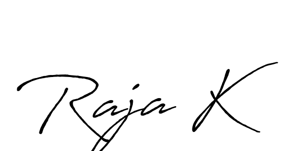 How to make Raja K name signature. Use Antro_Vectra_Bolder style for creating short signs online. This is the latest handwritten sign. Raja K signature style 7 images and pictures png