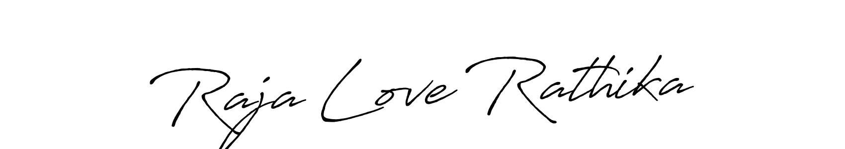 Antro_Vectra_Bolder is a professional signature style that is perfect for those who want to add a touch of class to their signature. It is also a great choice for those who want to make their signature more unique. Get Raja Love Rathika name to fancy signature for free. Raja Love Rathika signature style 7 images and pictures png