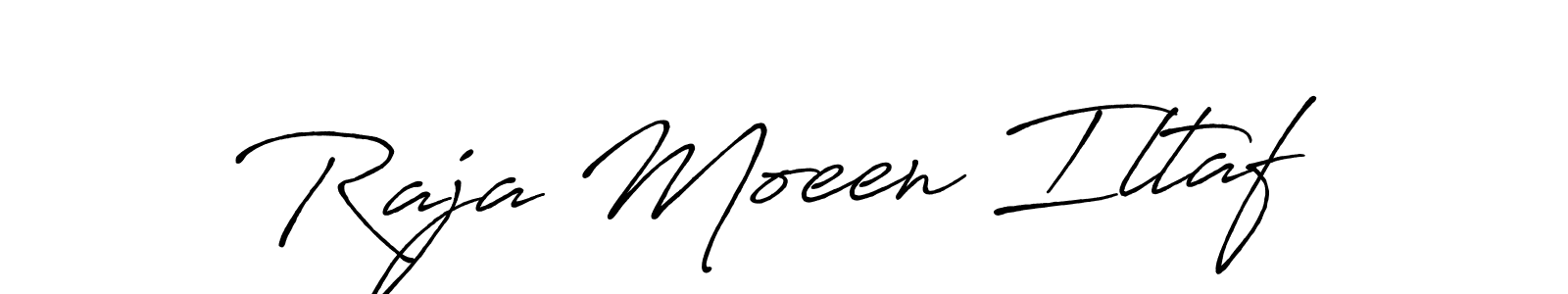 How to make Raja Moeen Iltaf name signature. Use Antro_Vectra_Bolder style for creating short signs online. This is the latest handwritten sign. Raja Moeen Iltaf signature style 7 images and pictures png