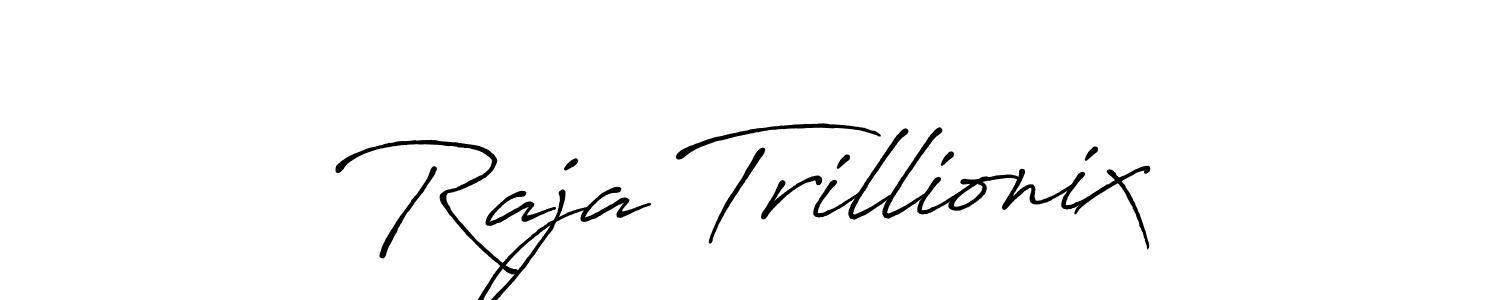 Similarly Antro_Vectra_Bolder is the best handwritten signature design. Signature creator online .You can use it as an online autograph creator for name Raja Trillionix. Raja Trillionix signature style 7 images and pictures png