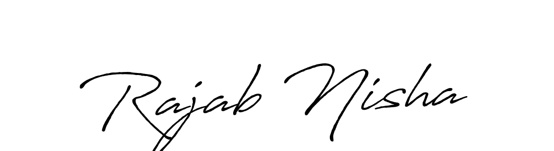 Also You can easily find your signature by using the search form. We will create Rajab Nisha name handwritten signature images for you free of cost using Antro_Vectra_Bolder sign style. Rajab Nisha signature style 7 images and pictures png