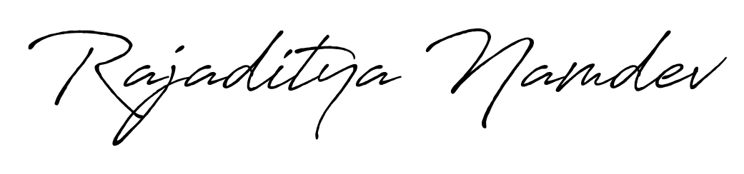 Looking for an artistic signature for Rajaditya Namdev? The Antro_Vectra_Bolder calligraphy style gives a sophisticated flow suitable for business cards and emails. Rajaditya Namdev signature style 7 images and pictures png