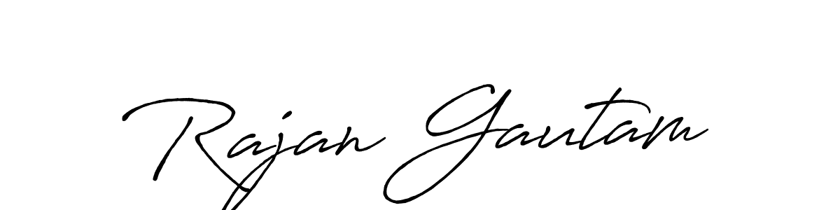 How to make Rajan Gautam name signature. Use Antro_Vectra_Bolder style for creating short signs online. This is the latest handwritten sign. Rajan Gautam signature style 7 images and pictures png
