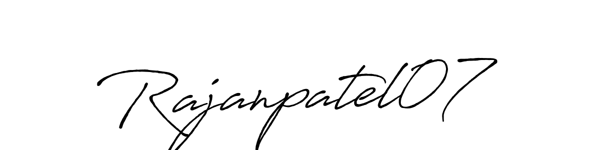 Make a beautiful signature design for name Rajanpatel07. With this signature (Antro_Vectra_Bolder) style, you can create a handwritten signature for free. Rajanpatel07 signature style 7 images and pictures png