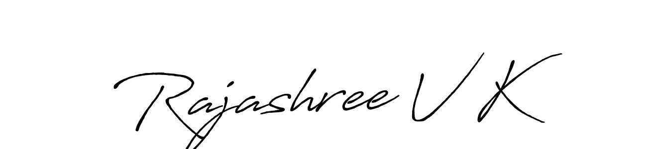 Similarly Antro_Vectra_Bolder is the best handwritten signature design. Signature creator online .You can use it as an online autograph creator for name Rajashree V K. Rajashree V K signature style 7 images and pictures png