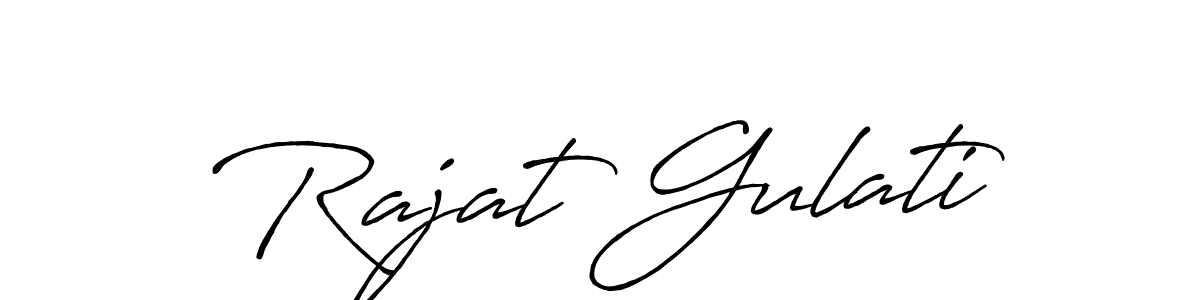 How to make Rajat Gulati name signature. Use Antro_Vectra_Bolder style for creating short signs online. This is the latest handwritten sign. Rajat Gulati signature style 7 images and pictures png