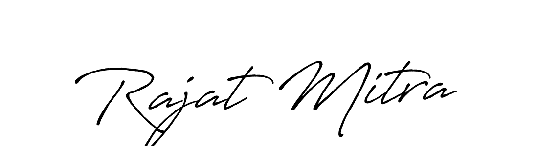 How to make Rajat Mitra name signature. Use Antro_Vectra_Bolder style for creating short signs online. This is the latest handwritten sign. Rajat Mitra signature style 7 images and pictures png