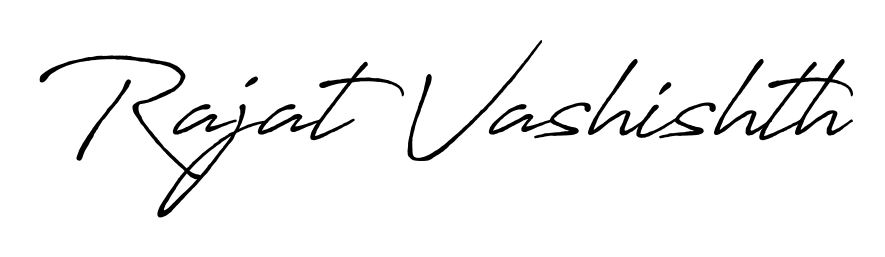 Create a personalized artistic stamp with Rajat Vashishth in Antro_Vectra_Bolder font. Perfect for visual artists, designers, and influencers. Rajat Vashishth signature style 7 images and pictures png