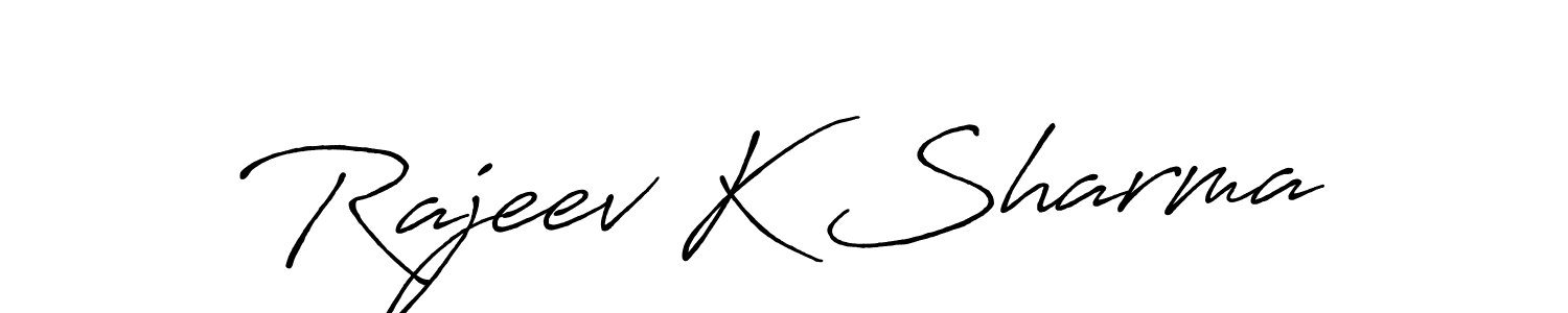 Make a beautiful signature design for name Rajeev K Sharma. With this signature (Antro_Vectra_Bolder) style, you can create a handwritten signature for free. Rajeev K Sharma signature style 7 images and pictures png