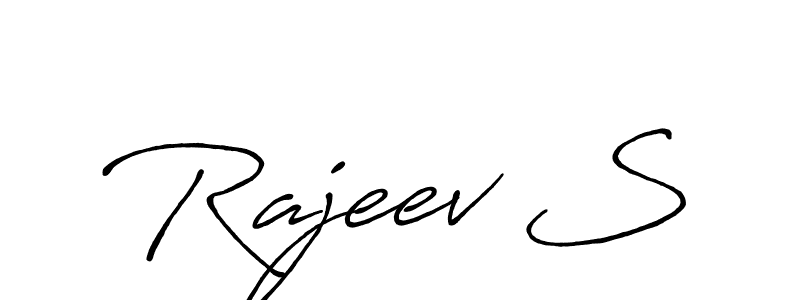 The best way (Antro_Vectra_Bolder) to make a short signature is to pick only two or three words in your name. The name Rajeev S include a total of six letters. For converting this name. Rajeev S signature style 7 images and pictures png