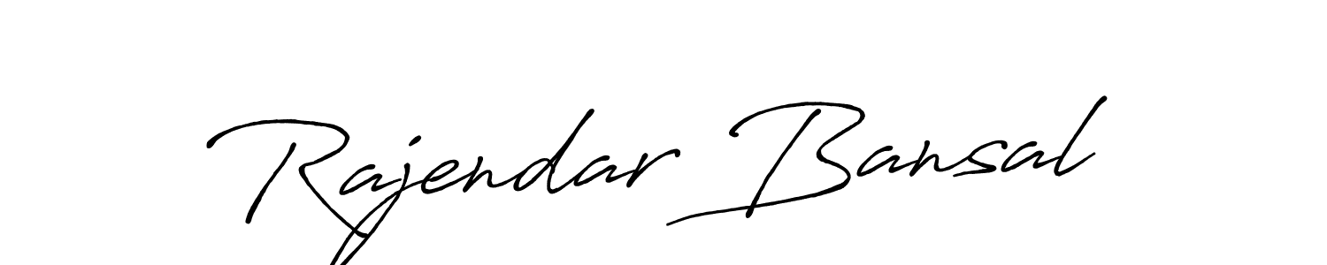 How to make Rajendar Bansal name signature. Use Antro_Vectra_Bolder style for creating short signs online. This is the latest handwritten sign. Rajendar Bansal signature style 7 images and pictures png