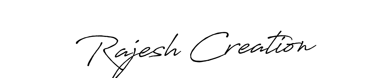 Use a signature maker to create a handwritten signature online. With this signature software, you can design (Antro_Vectra_Bolder) your own signature for name Rajesh Creation. Rajesh Creation signature style 7 images and pictures png