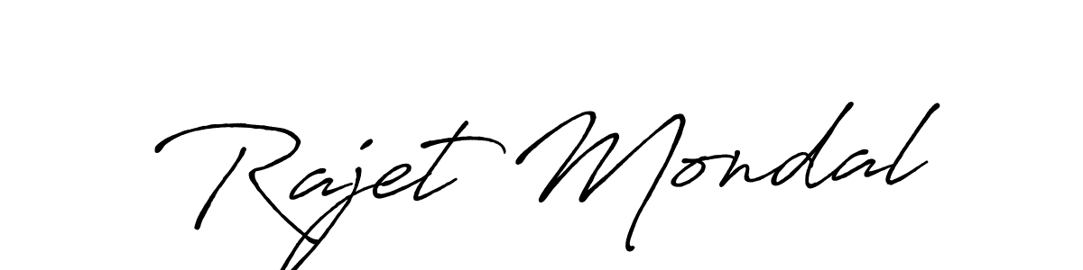 How to make Rajet Mondal name signature. Use Antro_Vectra_Bolder style for creating short signs online. This is the latest handwritten sign. Rajet Mondal signature style 7 images and pictures png