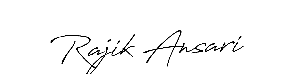 Antro_Vectra_Bolder is a professional signature style that is perfect for those who want to add a touch of class to their signature. It is also a great choice for those who want to make their signature more unique. Get Rajik Ansari name to fancy signature for free. Rajik Ansari signature style 7 images and pictures png
