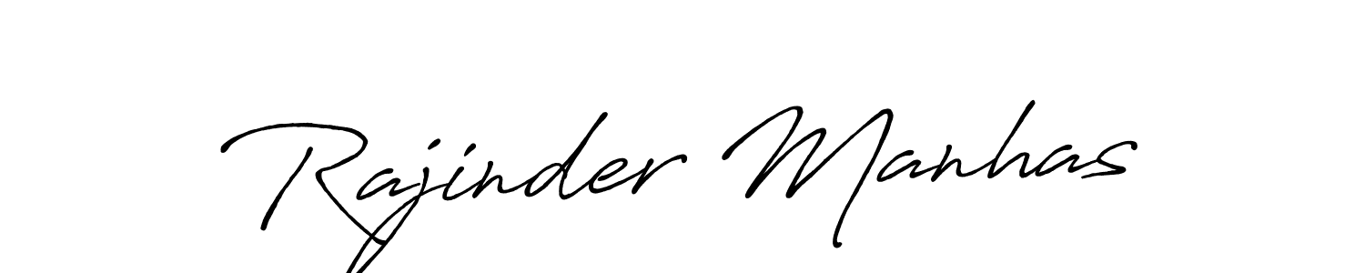 How to make Rajinder Manhas name signature. Use Antro_Vectra_Bolder style for creating short signs online. This is the latest handwritten sign. Rajinder Manhas signature style 7 images and pictures png