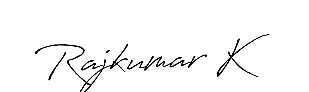 if you are searching for the best signature style for your name Rajkumar K. so please give up your signature search. here we have designed multiple signature styles  using Antro_Vectra_Bolder. Rajkumar K signature style 7 images and pictures png