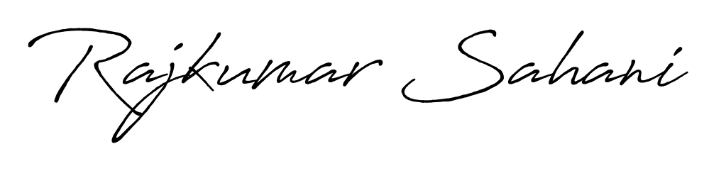 Designed for modern professionals: Rajkumar Sahani name signature crafted with Antro_Vectra_Bolder script. Ready for digital PDF workflows. Rajkumar Sahani signature style 7 images and pictures png