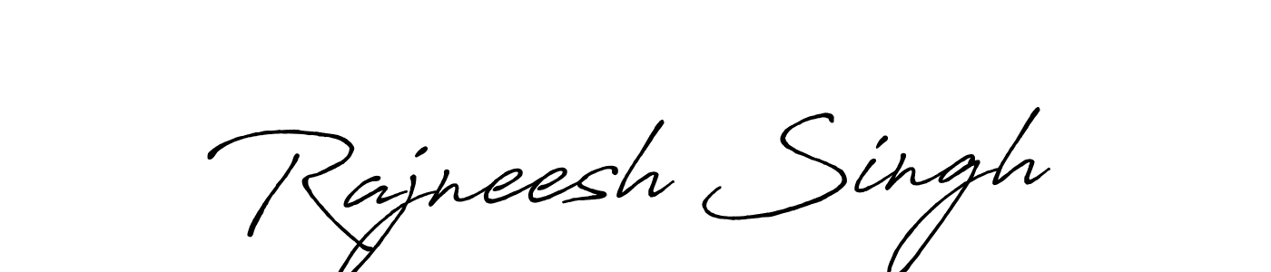How to make Rajneesh Singh name signature. Use Antro_Vectra_Bolder style for creating short signs online. This is the latest handwritten sign. Rajneesh Singh signature style 7 images and pictures png