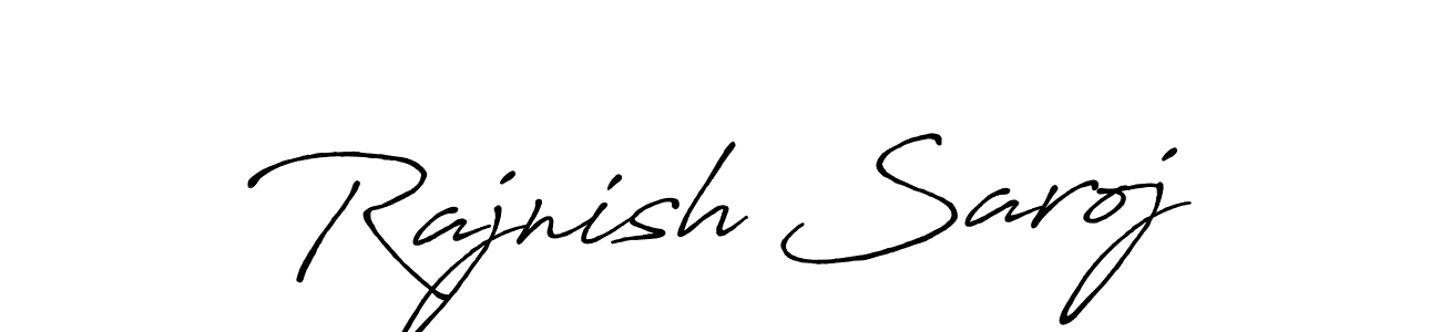 The best way (Antro_Vectra_Bolder) to make a short signature is to pick only two or three words in your name. The name Rajnish Saroj include a total of six letters. For converting this name. Rajnish Saroj signature style 7 images and pictures png