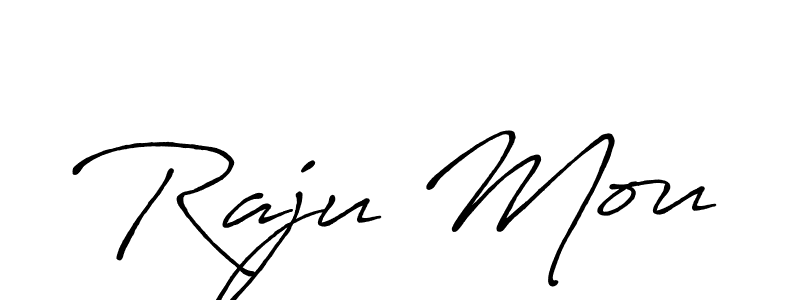 Make a beautiful signature design for name Raju Mou. With this signature (Antro_Vectra_Bolder) style, you can create a handwritten signature for free. Raju Mou signature style 7 images and pictures png