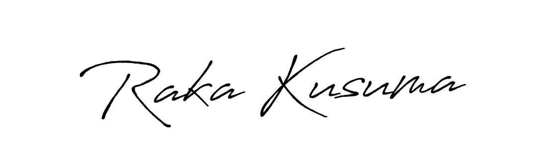 Create a beautiful signature design for name Raka Kusuma. With this signature (Antro_Vectra_Bolder) fonts, you can make a handwritten signature for free. Raka Kusuma signature style 7 images and pictures png
