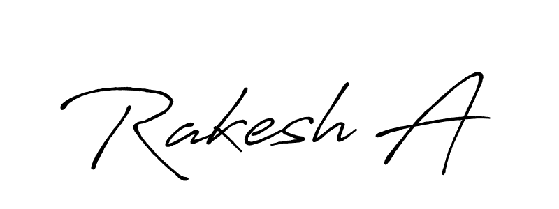 How to make Rakesh A name signature. Use Antro_Vectra_Bolder style for creating short signs online. This is the latest handwritten sign. Rakesh A signature style 7 images and pictures png