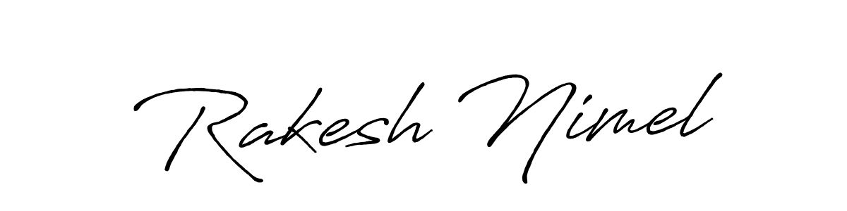 How to make Rakesh Nimel name signature. Use Antro_Vectra_Bolder style for creating short signs online. This is the latest handwritten sign. Rakesh Nimel signature style 7 images and pictures png