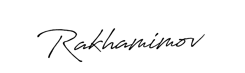 How to make Rakhamimov name signature. Use Antro_Vectra_Bolder style for creating short signs online. This is the latest handwritten sign. Rakhamimov signature style 7 images and pictures png