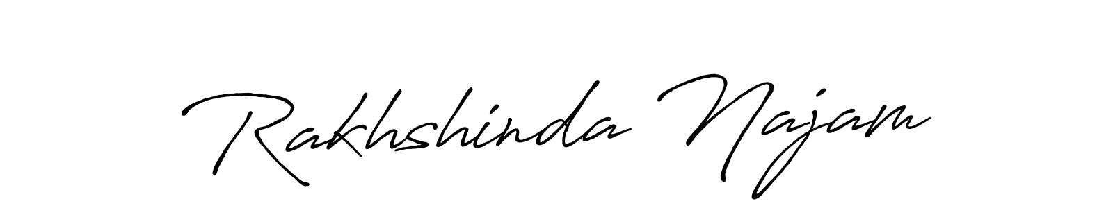 How to make Rakhshinda Najam name signature. Use Antro_Vectra_Bolder style for creating short signs online. This is the latest handwritten sign. Rakhshinda Najam signature style 7 images and pictures png