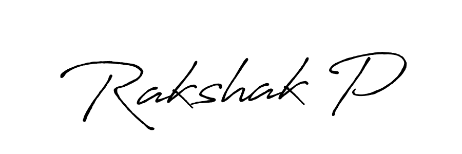 You should practise on your own different ways (Antro_Vectra_Bolder) to write your name (Rakshak P) in signature. don't let someone else do it for you. Rakshak P signature style 7 images and pictures png