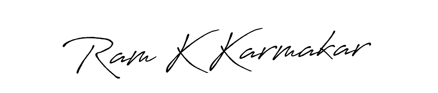 How to make Ram K Karmakar name signature. Use Antro_Vectra_Bolder style for creating short signs online. This is the latest handwritten sign. Ram K Karmakar signature style 7 images and pictures png