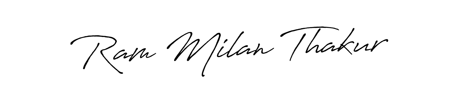 Antro_Vectra_Bolder is a professional signature style that is perfect for those who want to add a touch of class to their signature. It is also a great choice for those who want to make their signature more unique. Get Ram Milan Thakur name to fancy signature for free. Ram Milan Thakur signature style 7 images and pictures png