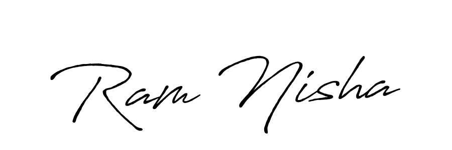 How to make Ram Nisha name signature. Use Antro_Vectra_Bolder style for creating short signs online. This is the latest handwritten sign. Ram Nisha signature style 7 images and pictures png