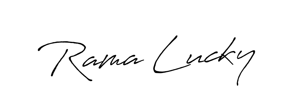 Also You can easily find your signature by using the search form. We will create Rama Lucky name handwritten signature images for you free of cost using Antro_Vectra_Bolder sign style. Rama Lucky signature style 7 images and pictures png