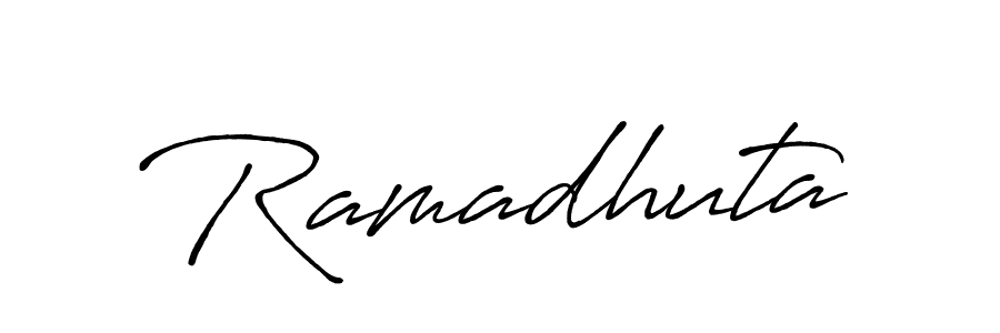 Make a beautiful signature design for name Ramadhuta. With this signature (Antro_Vectra_Bolder) style, you can create a handwritten signature for free. Ramadhuta signature style 7 images and pictures png