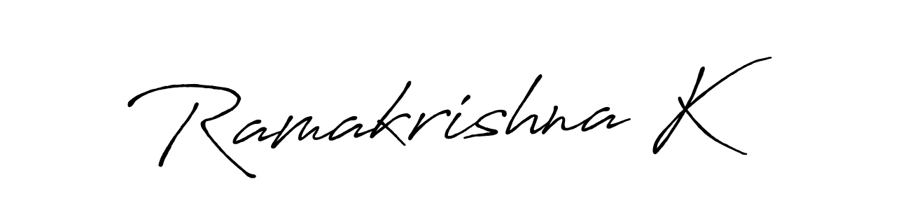 Create a beautiful signature design for name Ramakrishna K. With this signature (Antro_Vectra_Bolder) fonts, you can make a handwritten signature for free. Ramakrishna K signature style 7 images and pictures png