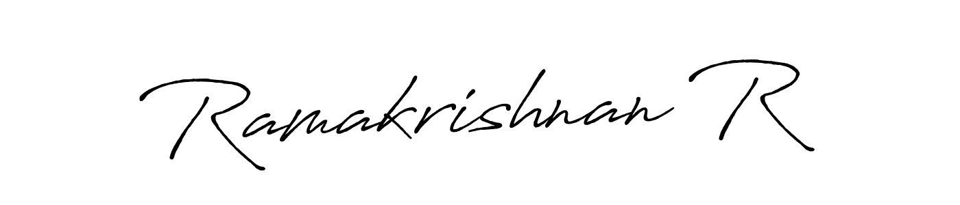 Use a signature maker to create a handwritten signature online. With this signature software, you can design (Antro_Vectra_Bolder) your own signature for name Ramakrishnan R. Ramakrishnan R signature style 7 images and pictures png