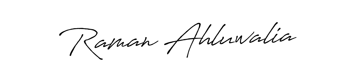 Make a beautiful signature design for name Raman Ahluwalia. With this signature (Antro_Vectra_Bolder) style, you can create a handwritten signature for free. Raman Ahluwalia signature style 7 images and pictures png